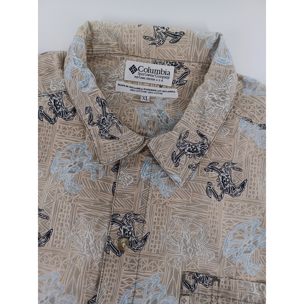 Columbia Sportswear Co Mens XL SS Button-Down Crabs